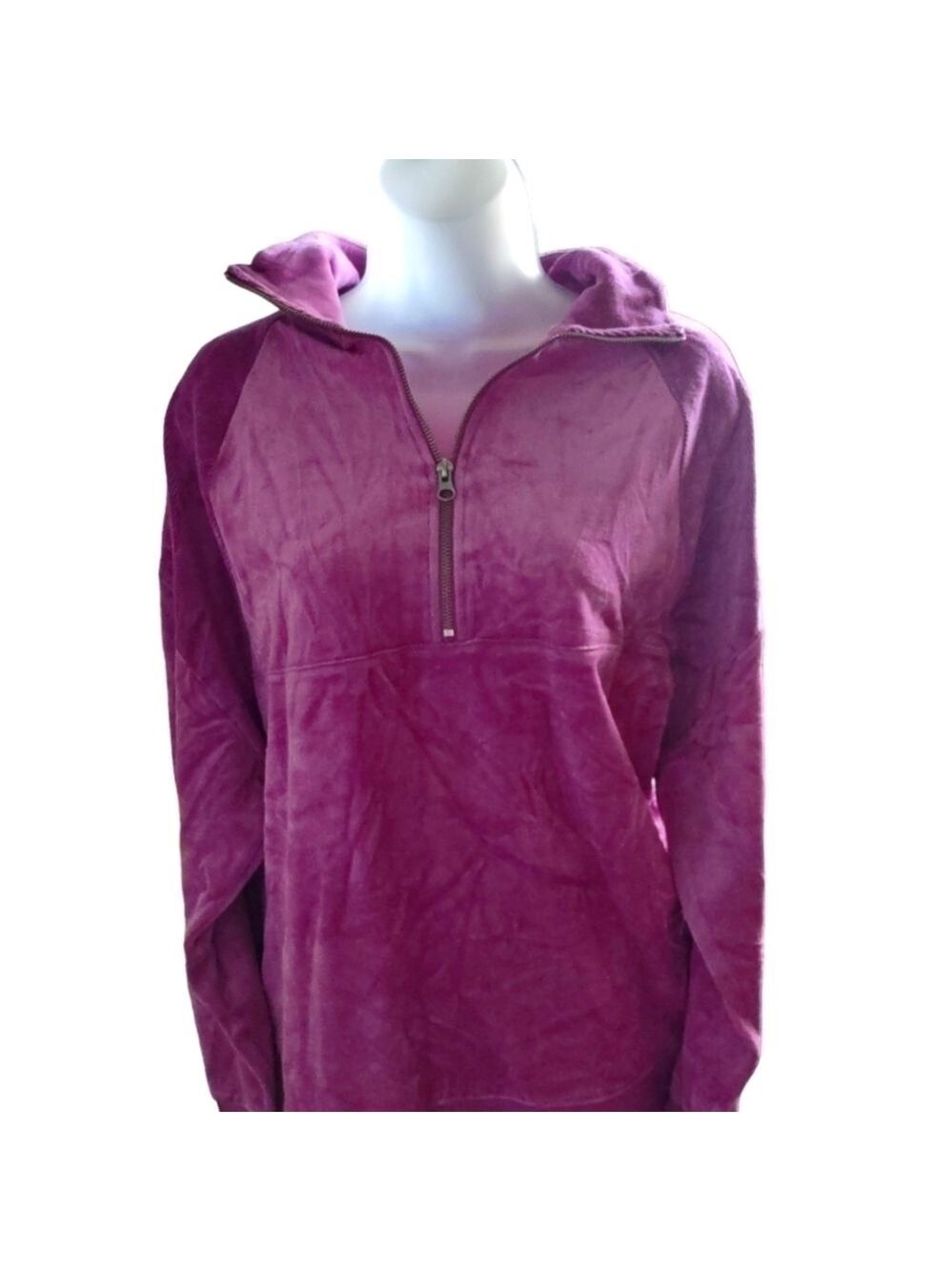 Wild Fable Purple Velour Quarter Zip Tunic Sweatshirt Large